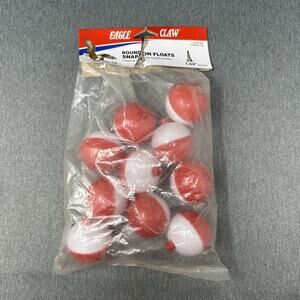 Eagle Claw Snap‑On Fishing Bobbers 10‑Count 1‑3/4" Red White Open Pack